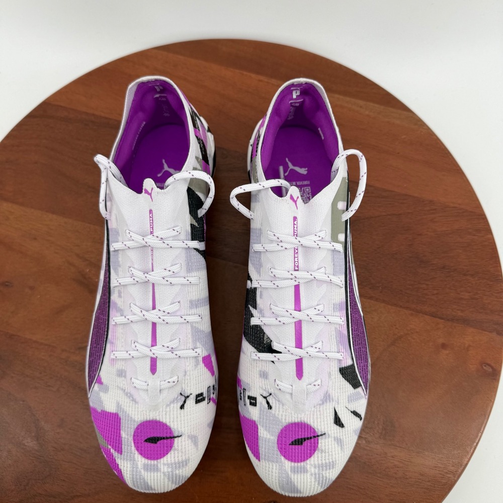 Puma Ultra Ultimate FG/AG Soccer Cleats White Purple Black 108410-01 Men 8 - Picture 5 of 11